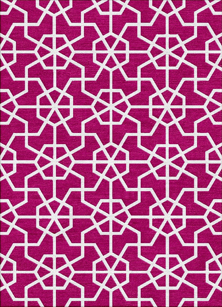 Asian Lattice Rug - Raspberry
