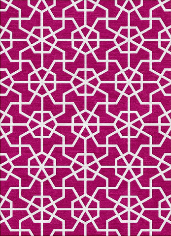 Asian Lattice Rug - Raspberry