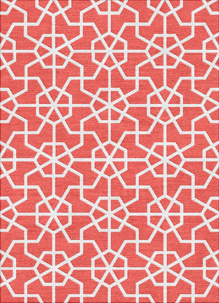 Asian Lattice Rug - Spiced Coral