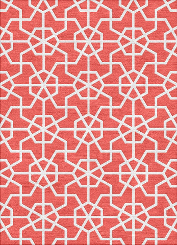 Asian Lattice Rug - Spiced Coral