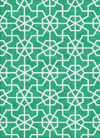 Asian Lattice Rug - Emerald