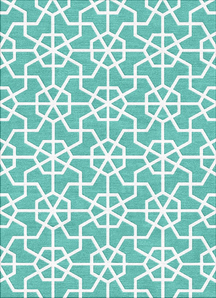 Asian Lattice Rug - Lagoon
