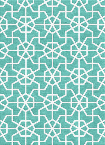 Asian Lattice Rug - Lagoon