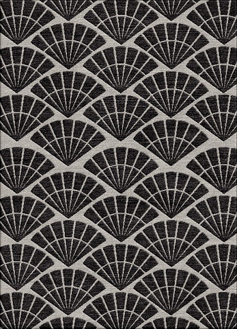 Sensu Fan  Rug - Black White